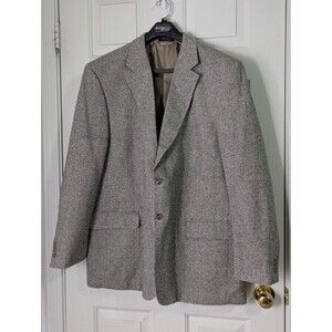 VTG Bert Pulitzer Silk Blazer Mens 46R Beige Woven Tweed Sports Jacket Lined